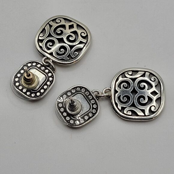 Brighton Two Tone Square Earrings 1.5in - Picture 2 of 2